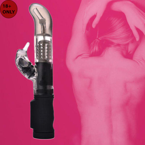 RABBIT VIBRATOR DARK BLACK COLOUR FOR G SPOT CLITORIS FEMALE BODY MASSAGER.