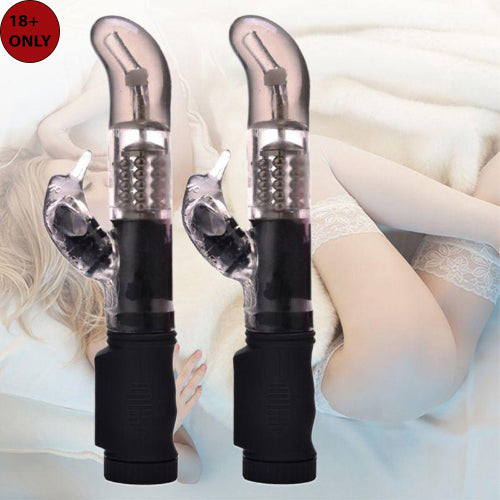 RABBIT VIBRATOR DARK BLACK COLOUR FOR G SPOT CLITORIS FEMALE BODY MASSAGER.