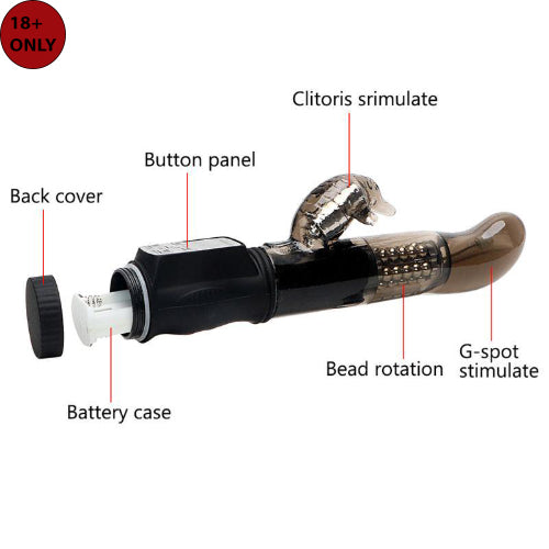 RABBIT VIBRATOR DARK BLACK COLOUR FOR G SPOT CLITORIS FEMALE BODY MASSAGER.