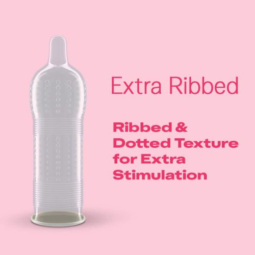 Durex Extra Ribbed Condoms for Men - 10 Count |Ribbed and Dotted for Extra Stimulation|Suitable for use with lubes & toys.